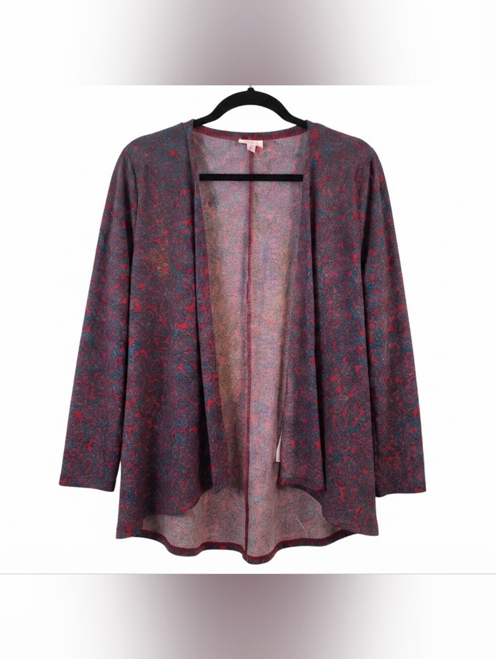 LuLaRoe Sarah Cardigan – Women’s Size Medium, Red and Blue Paisley Print